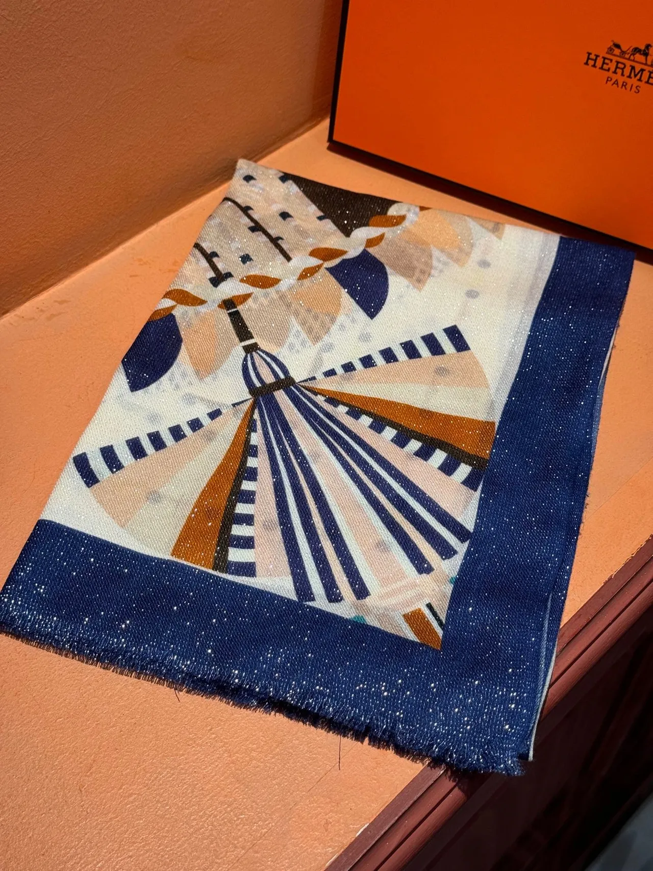 Hermès Abstract Geometric Print Silk Scarf 6