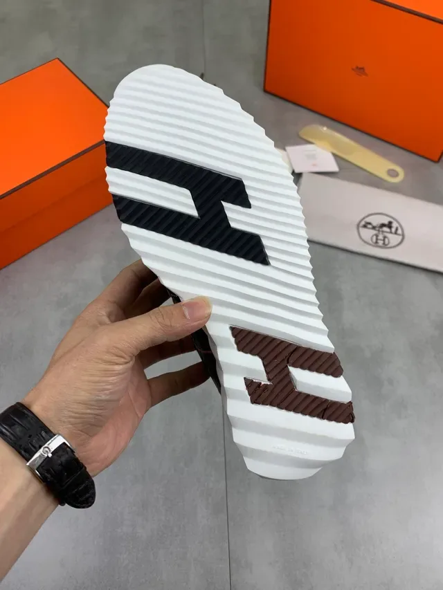 Hermès Black and Tan Stitched Panel Sneaker 2
