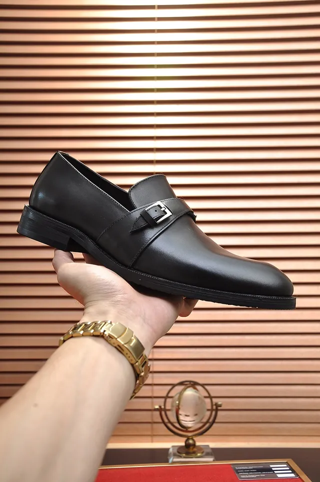 Hermès Black Silver Leather Double Strap Monk Shoes 3
