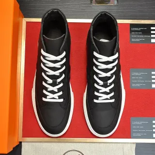 Hermès Black White High-Top Leather Upper Lifestyle Sneakers