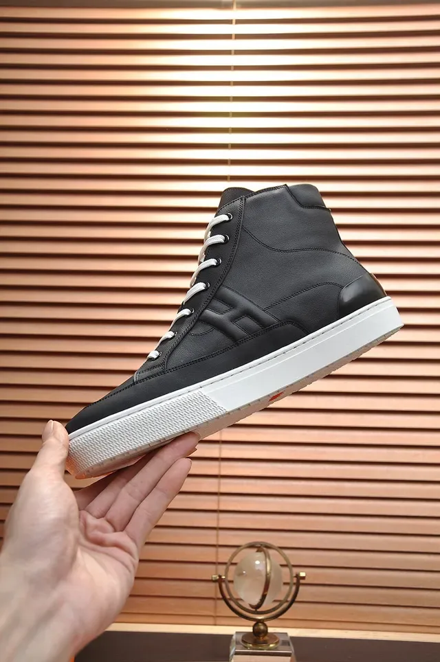 Hermès Black White High-Top Leather Upper Lifestyle Sneakers 6