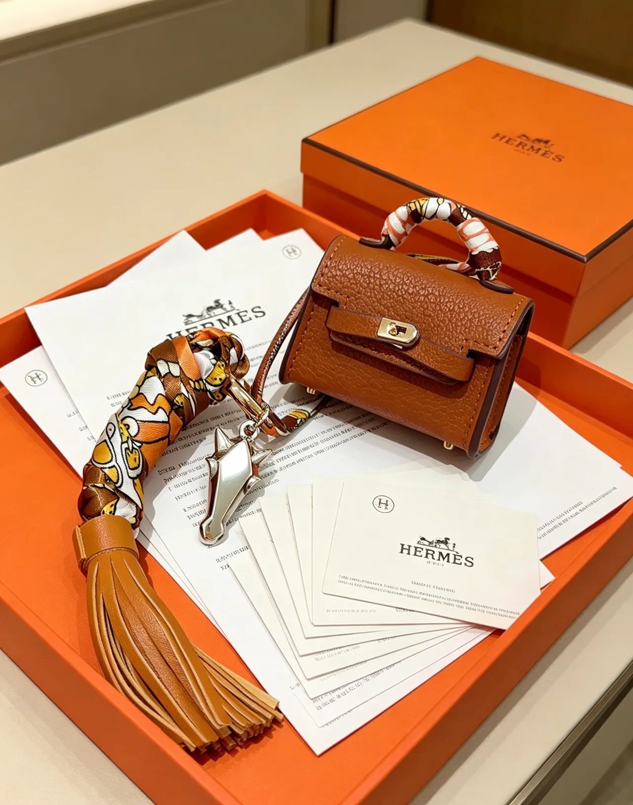 Hermès Brown Multicolor Structured Mini Top-Handle Tote Bag 2