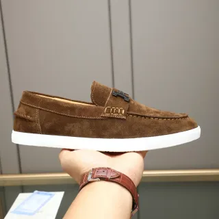 Hermès Brown White Suede Upper H-Buckle Strap Loafer