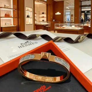 Hermès Clic H Gold-Tone and Alligator Inlay Bracelet