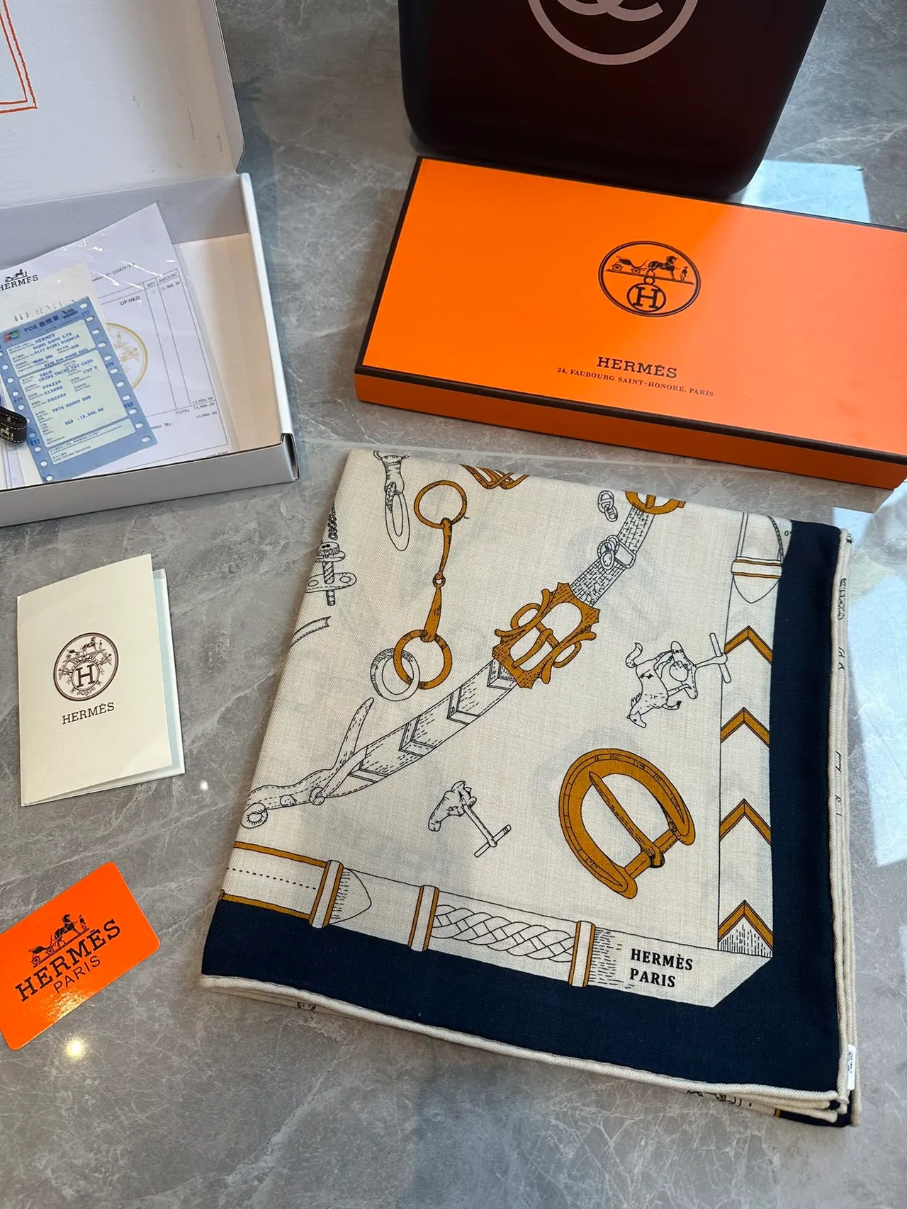 Hermès Equestrian Hardware Print Cream Silk Scarf 4