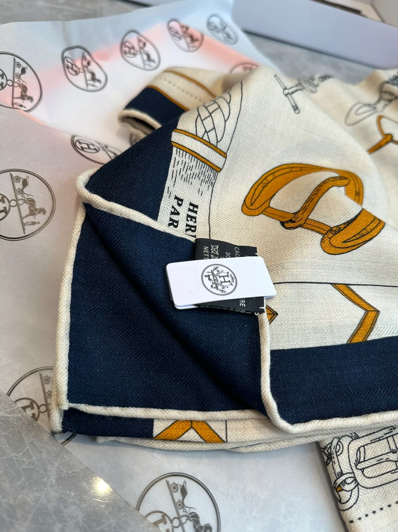 Hermès Equestrian Hardware Print Cream Silk Scarf 6