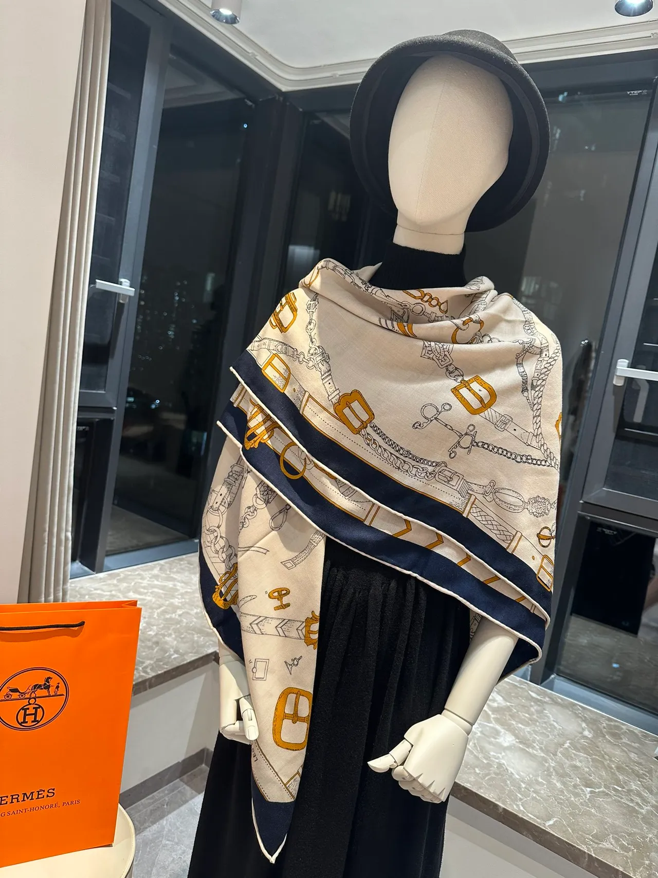 Hermès Equestrian Hardware Print Cream Silk Scarf 9