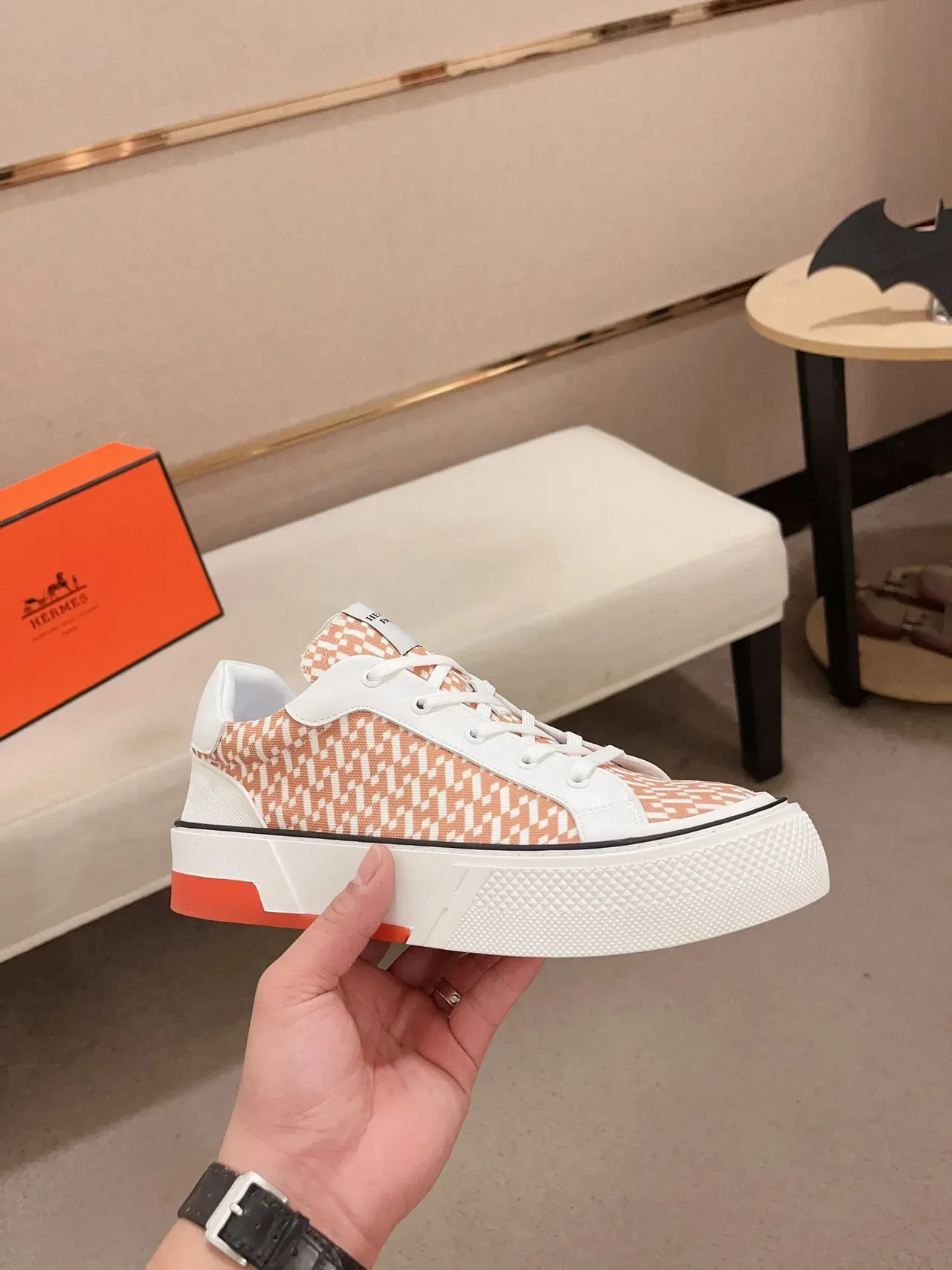 Hermès Geometric-Print Platform Sneaker 4