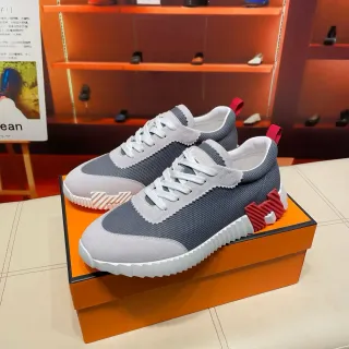 Hermès Gray and Red Lifestyle Sneakers