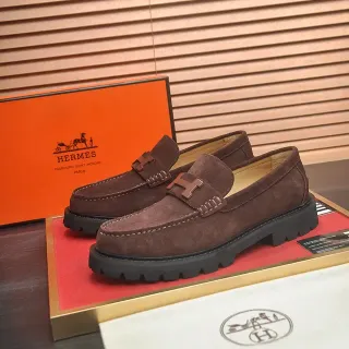 Hermès H-Buckle Loafer Marrón Negro Ante Superior Metal Loafer