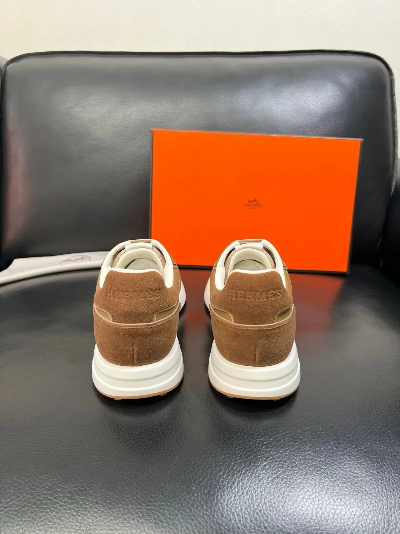 Hermès H-Racer Brown and Beige Lifestyle Sneakers 3
