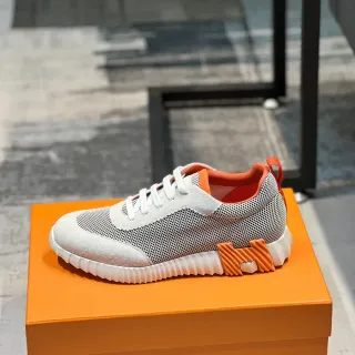 Hermès H-Ride Off-White and Orange Lifestyle Sneakers
