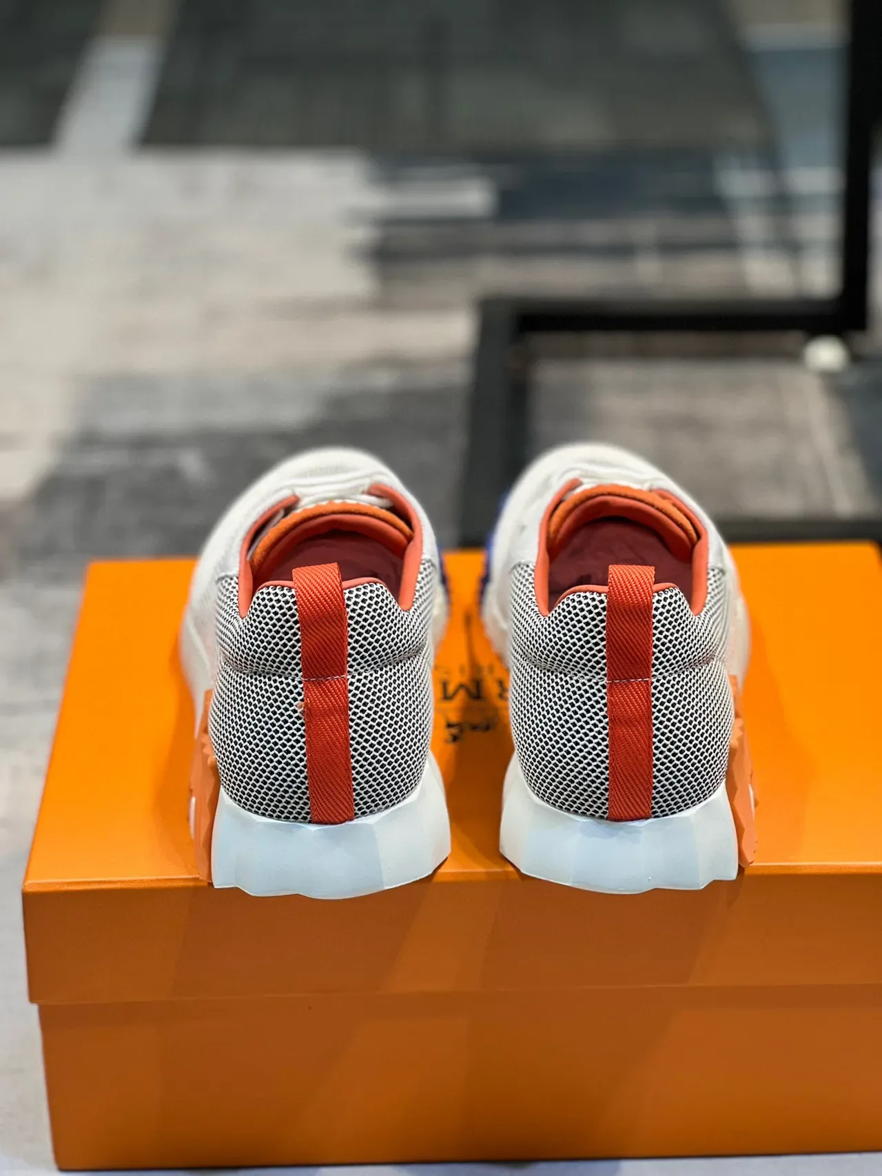 Hermès H-Ride Off-White and Orange Lifestyle Sneakers 2