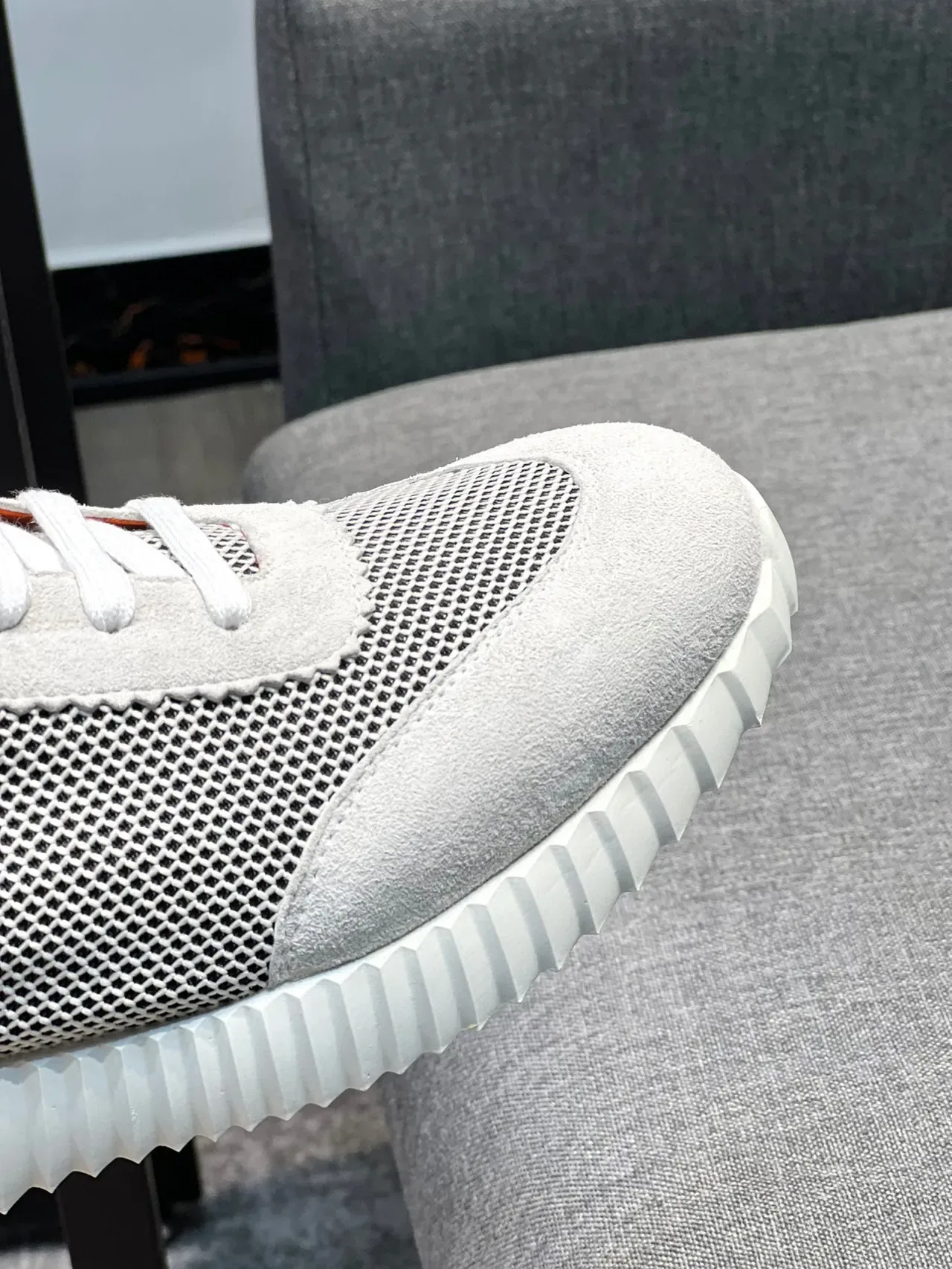 Hermès H-Ride Off-White and Orange Lifestyle Sneakers 3