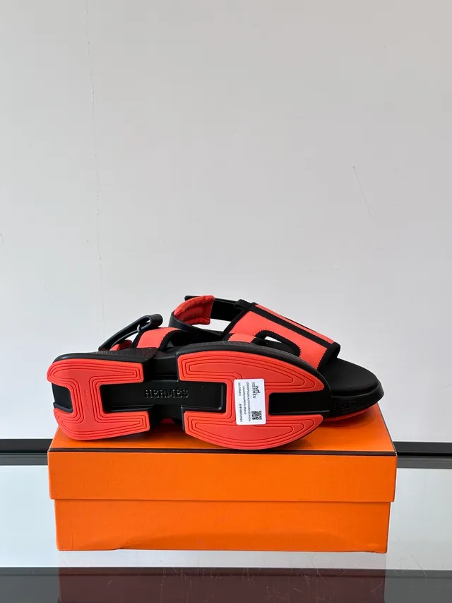 Hermès Multicolor Black Wide Multi-Strap Platform Sole Casual Sandals 3