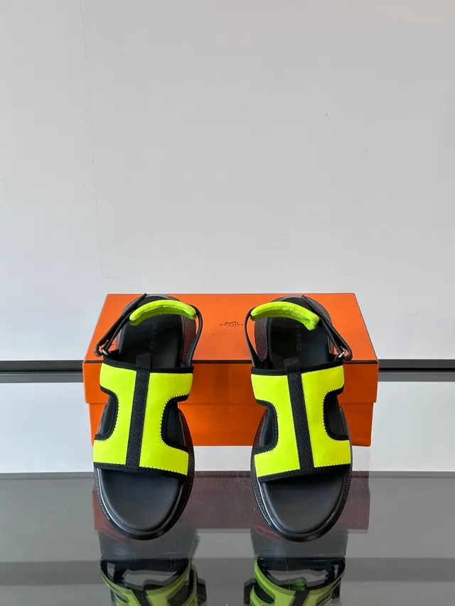Hermès Multicolor Black Wide Multi-Strap Platform Sole Casual Sandals 5