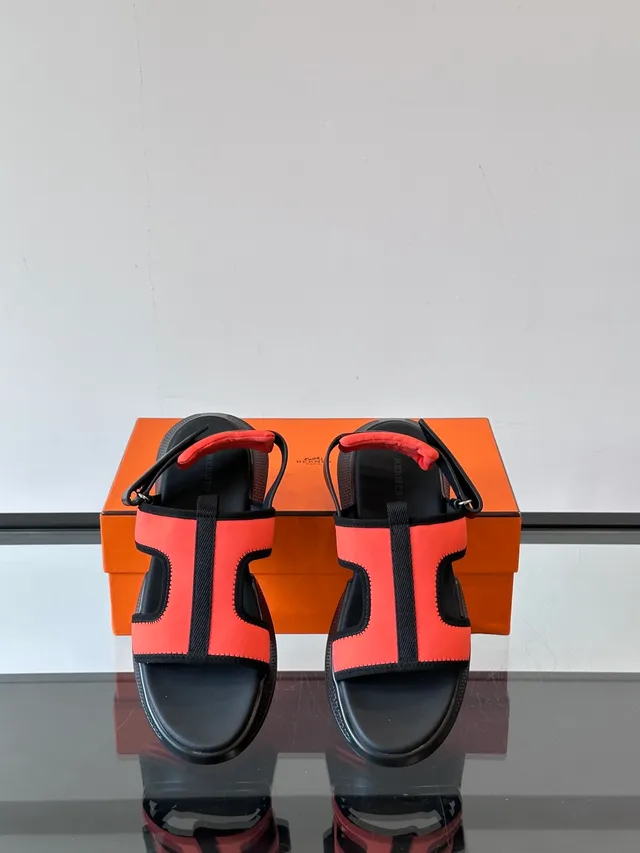 Hermès Multicolor Black Wide Multi-Strap Platform Sole Casual Sandals 6