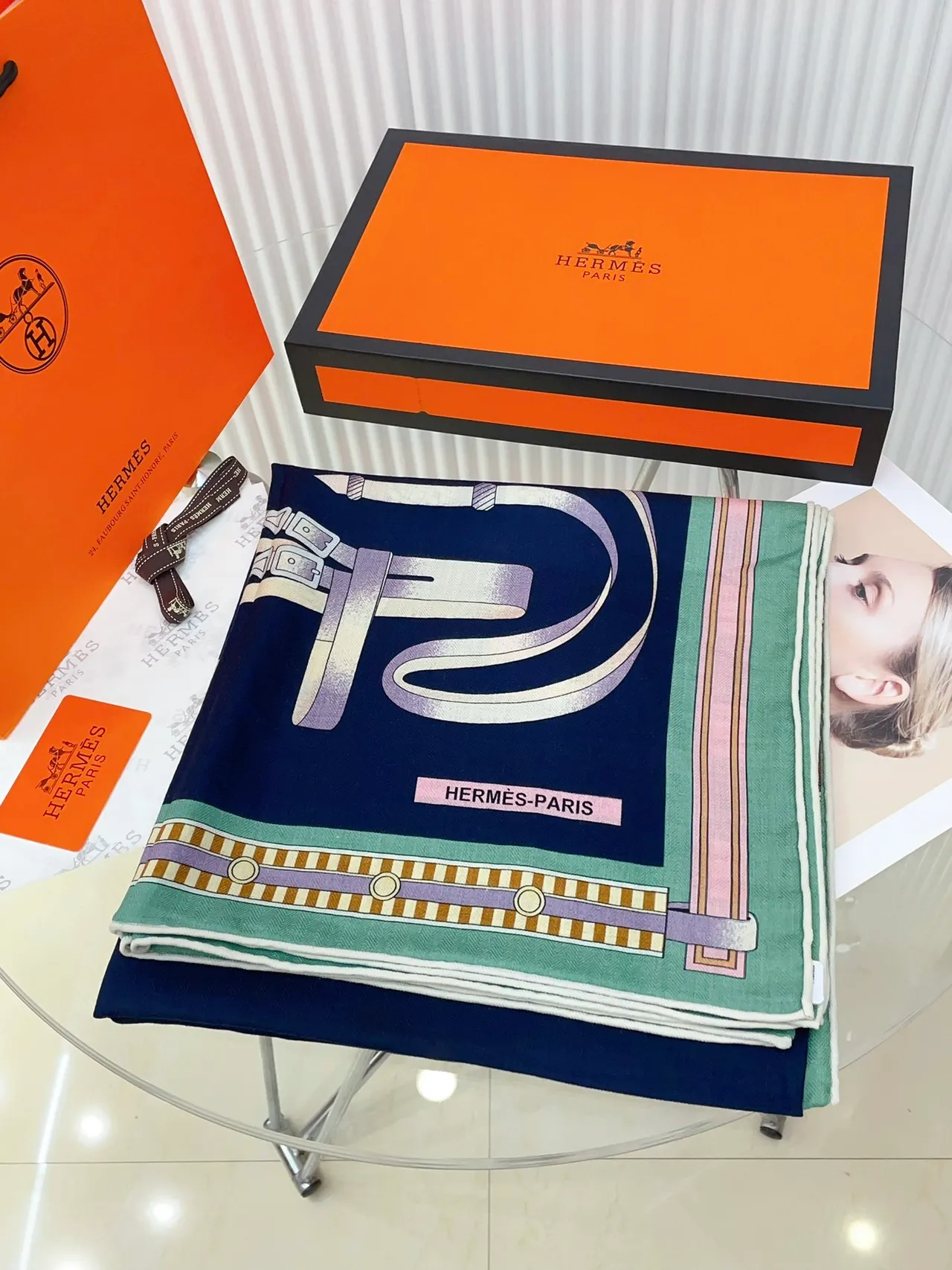 Hermès Multicolor Geometric Harness Print Silk Scarf 5