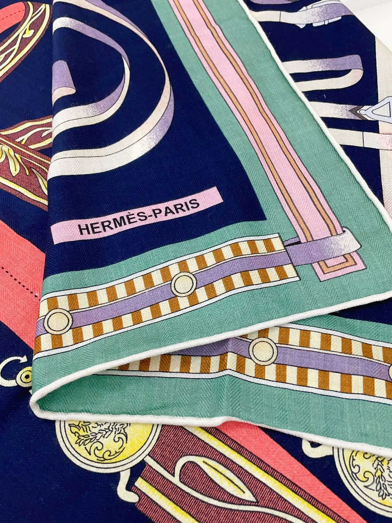Hermès Multicolor Geometric Harness Print Silk Scarf 9