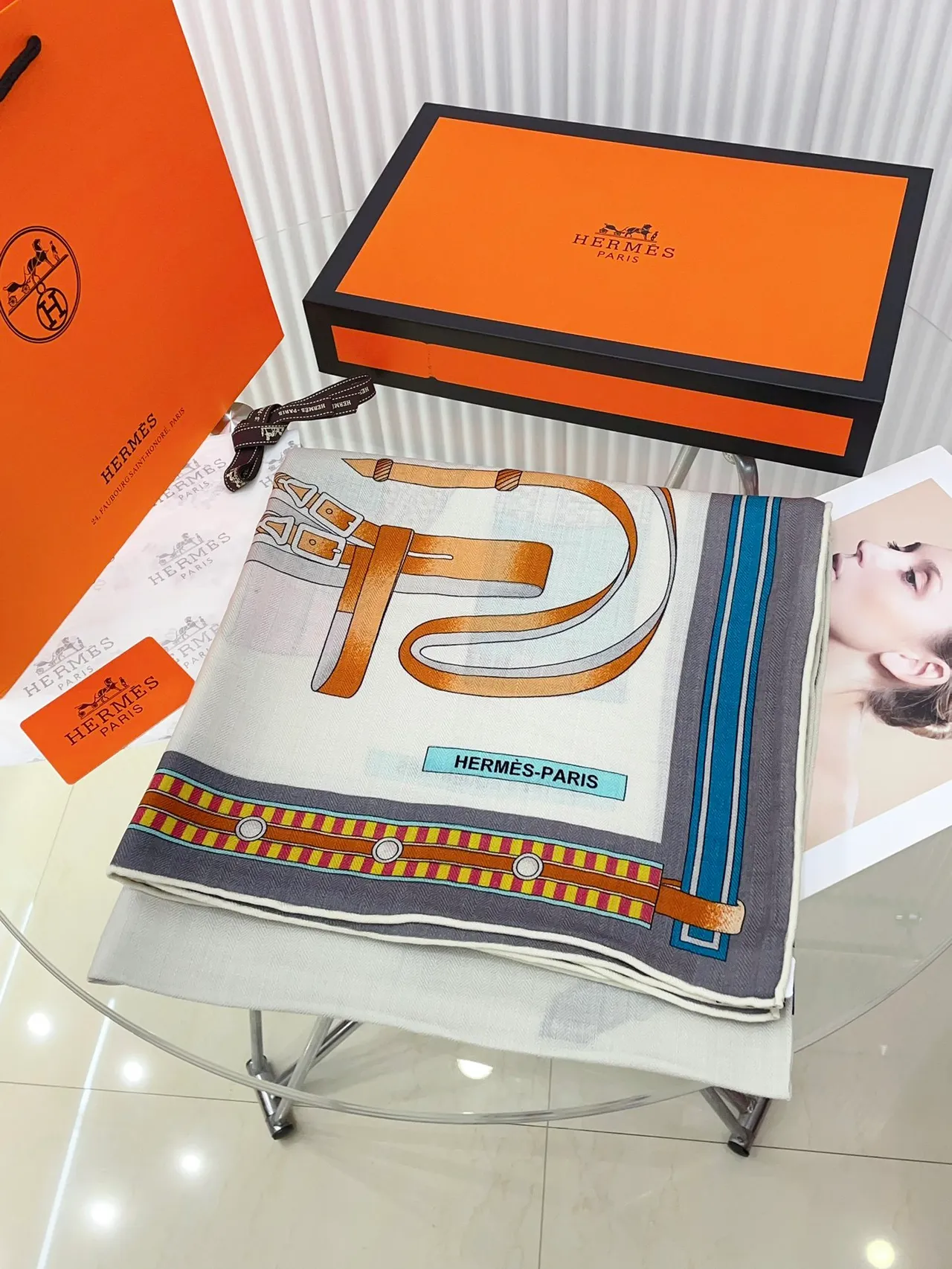 Hermès Multicolor Geometric Print Silk Scarf 5