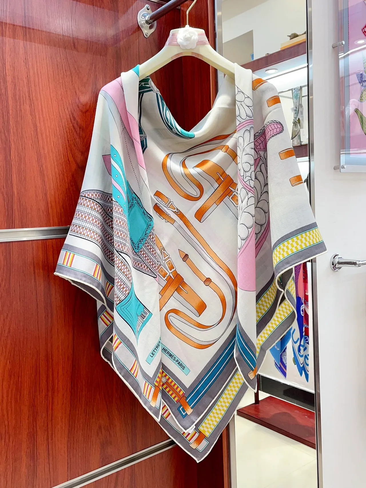 Hermès Multicolor Geometric Print Silk Scarf 7