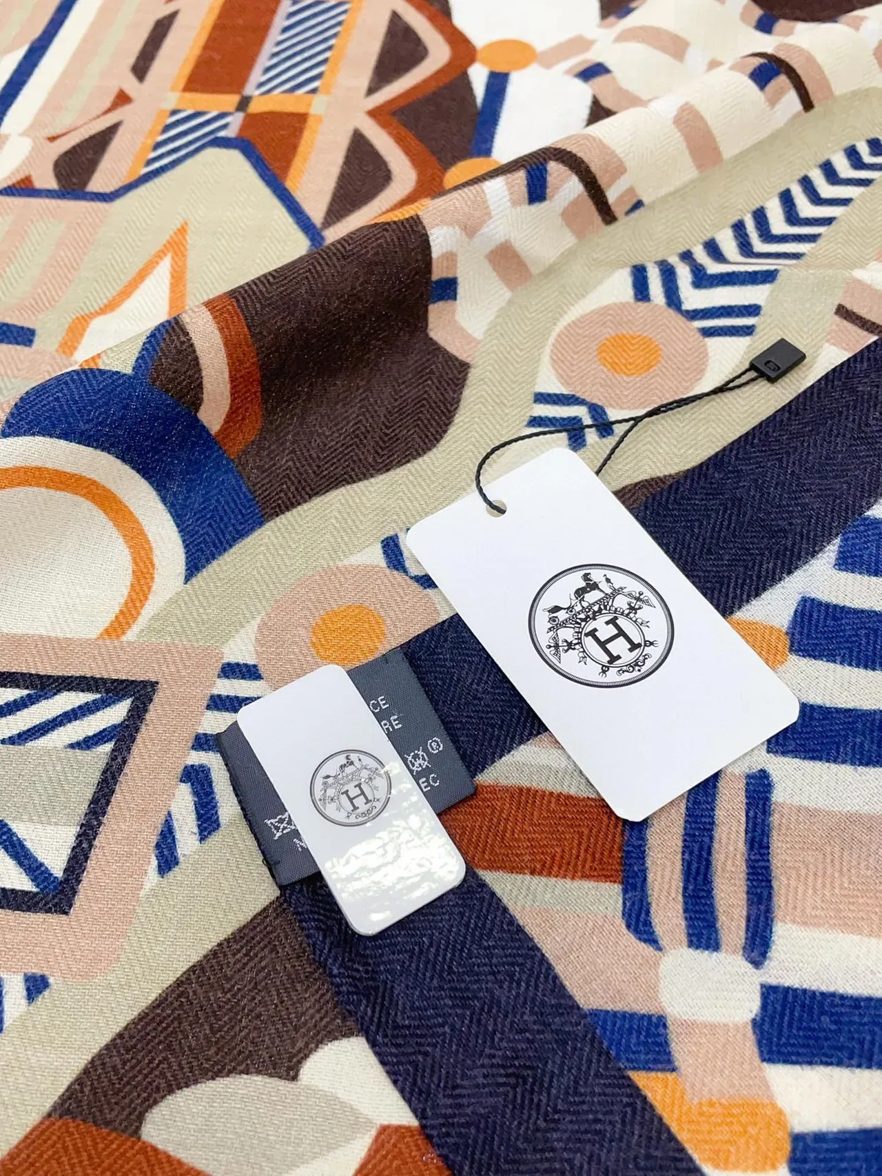Hermès Multicolor Geometric Print Silk Scarf 1