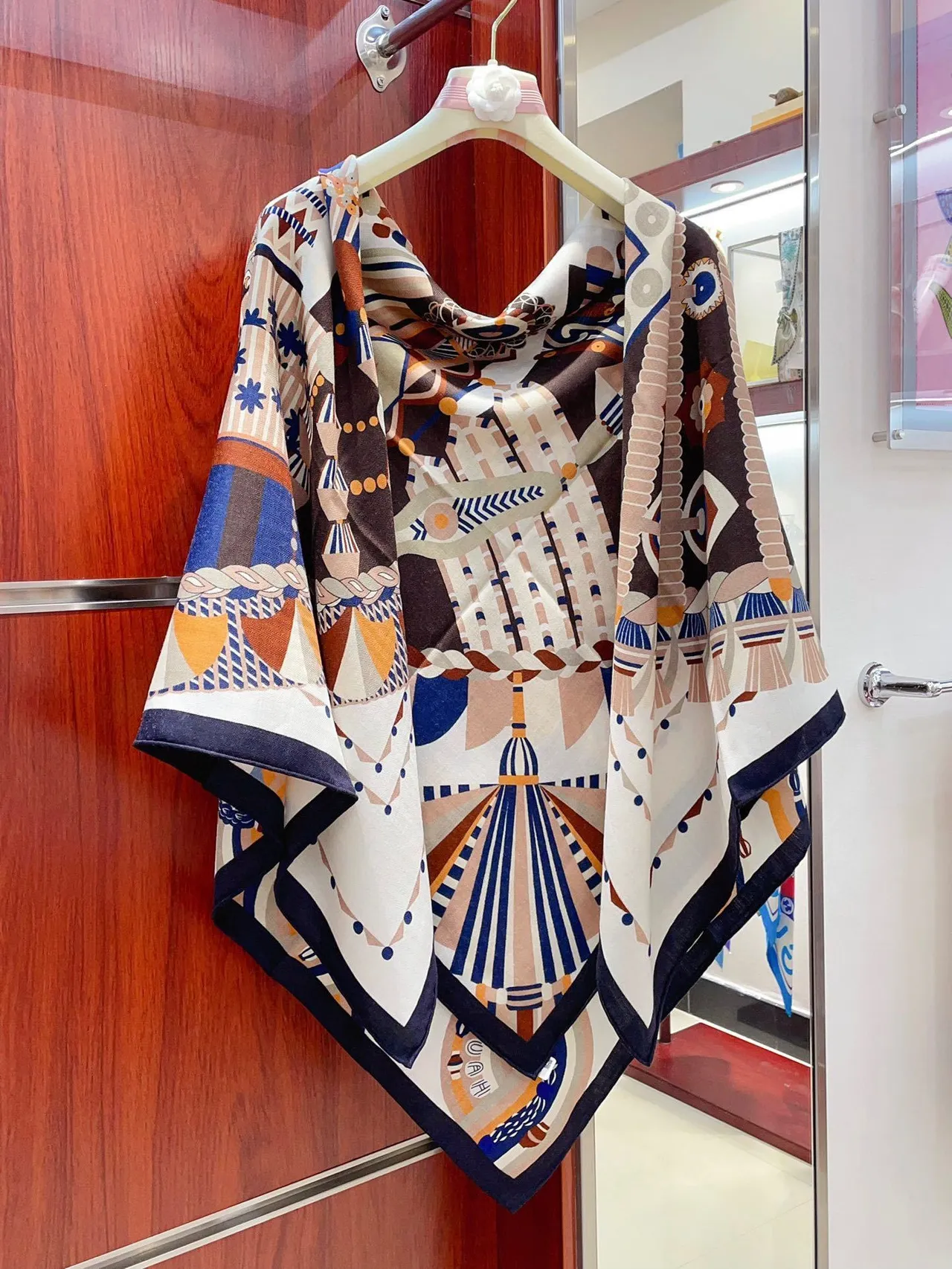 Hermès Multicolor Geometric Print Silk Scarf 7