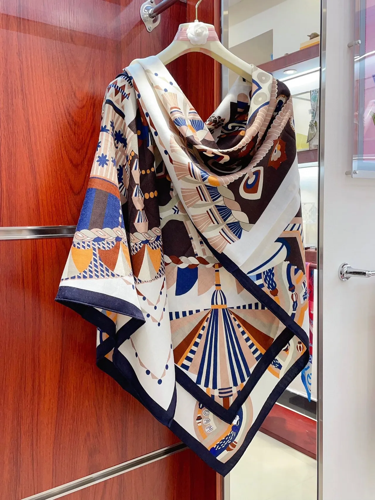 Hermès Multicolor Geometric Print Silk Scarf 8