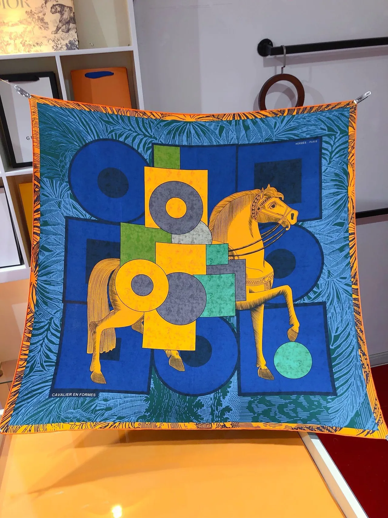 Hermès Multicolor Printed Twill Bold Graphic Border Silk Scarf 4