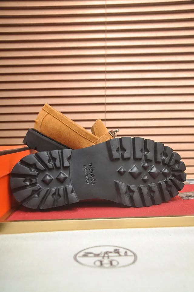 Hermès Oran Beige Black Suede Upper H-Shaped Metal Hardware Loafer 3