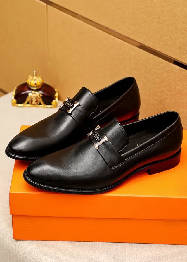 Hermès Oran Mocassins Couro Preto H-Buckle 2