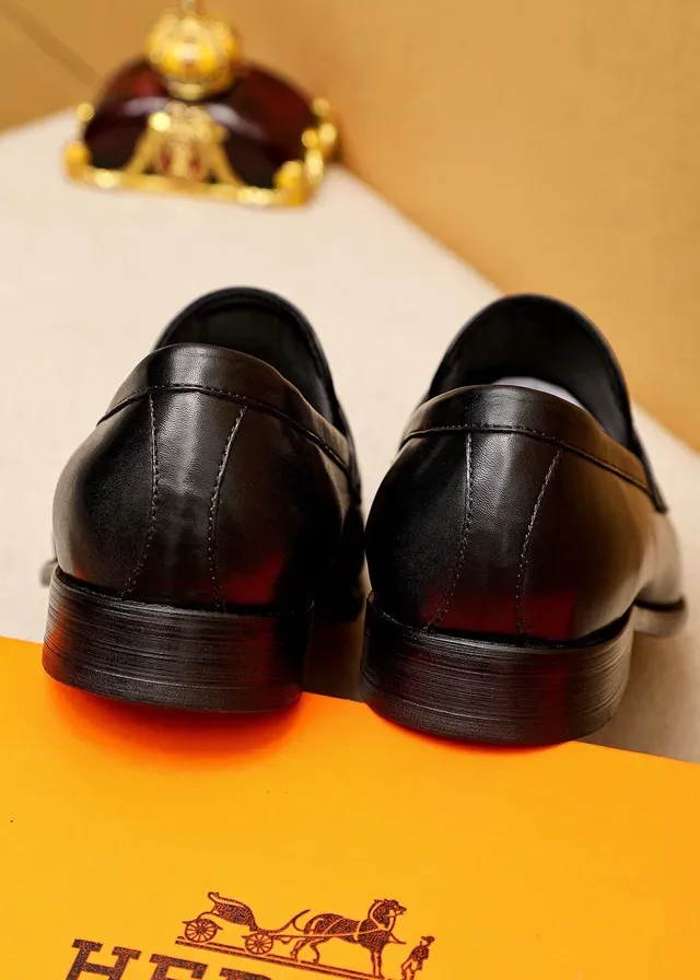 Hermès Oran Mocassins Couro Preto H-Buckle 6