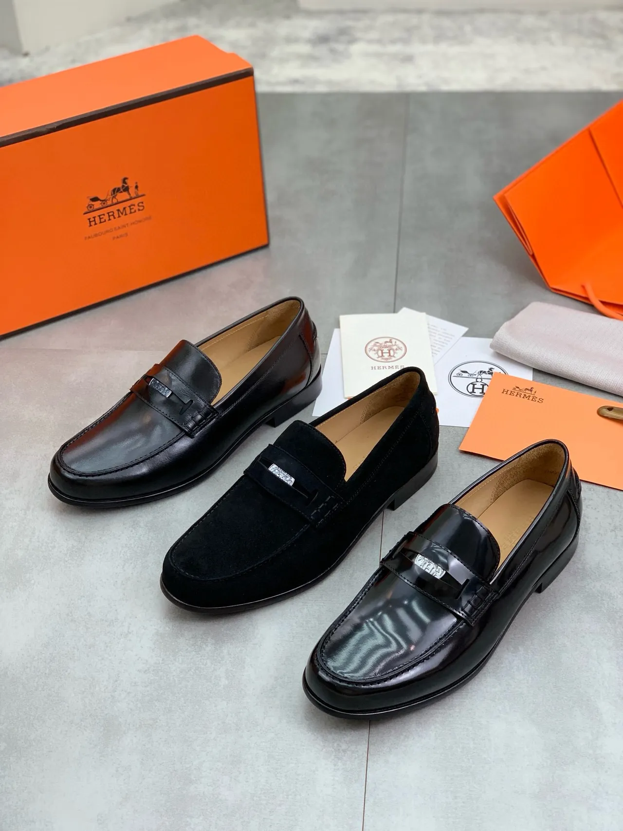 Hermès Oran Black Leather Horsebit Loafer 2