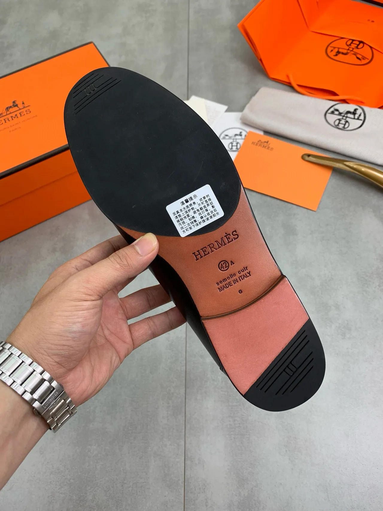 Hermès Oran Black Leather Horsebit Loafer 4