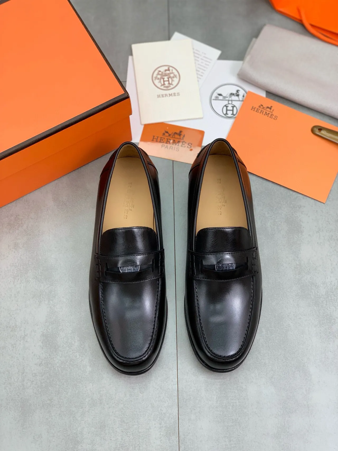 Hermès Oran Black Leather Horsebit Loafer 5