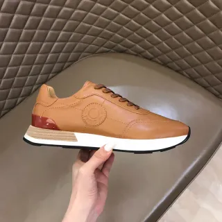 Hermès Oran Brown Red Leather Upper Embossed Logo Medallion Lifestyle Sneakers