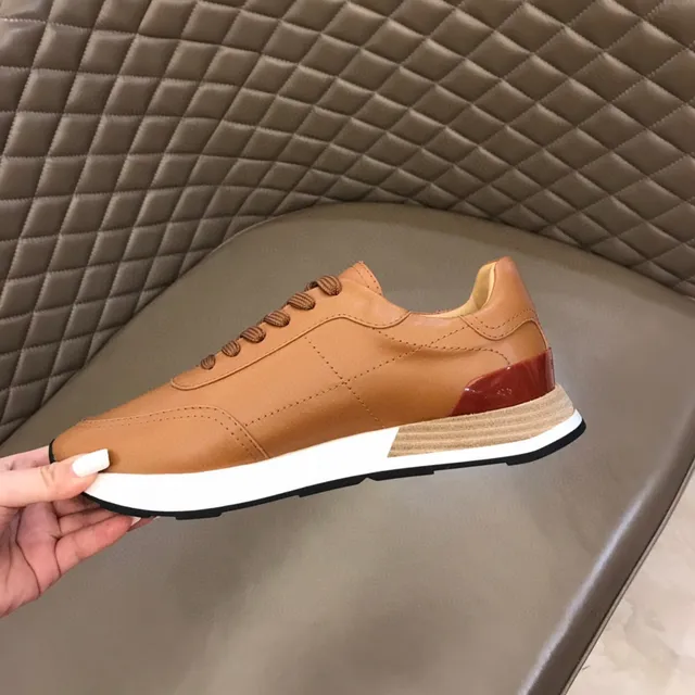Hermès Oran Brown Red Leather Upper Embossed Logo Medallion Lifestyle Sneakers 4
