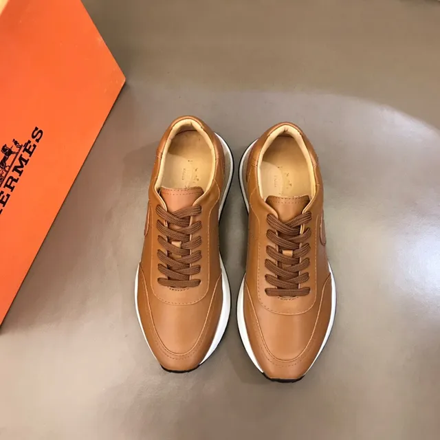 Hermès Oran Brown Red Leather Upper Embossed Logo Medallion Lifestyle Sneakers 9