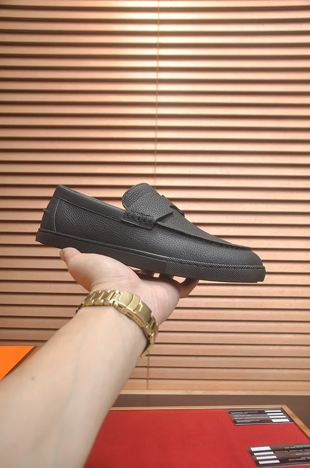 Hermès Oran Loafer Cuir Pebbled Noir à Enfiler 4