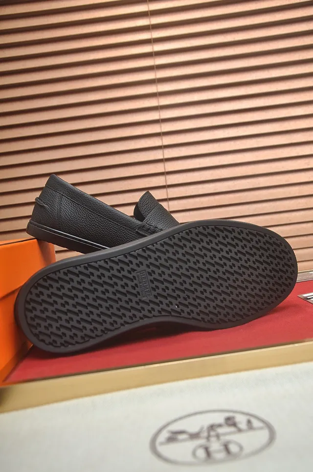 Hermès Oran Loafer Cuir Pebbled Noir à Enfiler 7