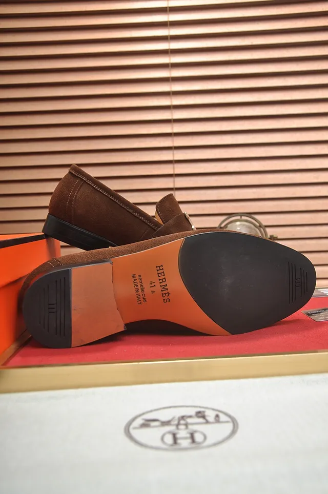 Hermès Oran Loafer Brown Suede H-Buckle Loafers 3