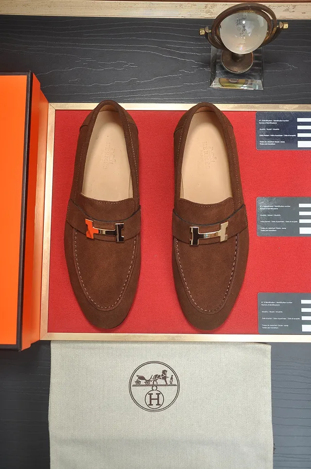 Hermès Oran Loafer Brown Suede H-Buckle Loafers 5