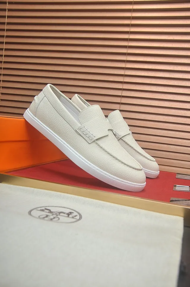 Hermès Oran Loafer cor creme couro granulado H-Strap Loafers 2
