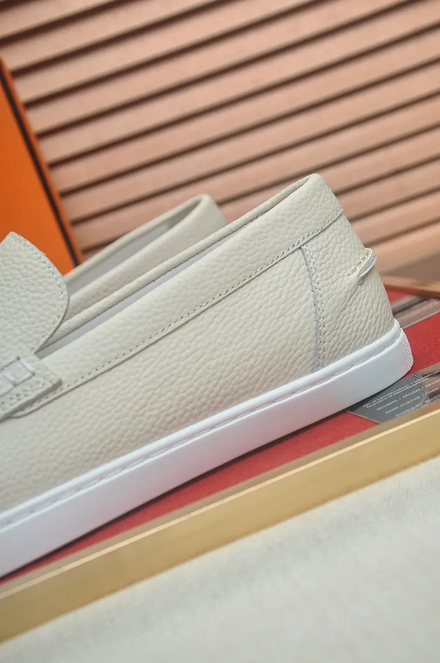 Hermès Oran Loafer cor creme couro granulado H-Strap Loafers 9