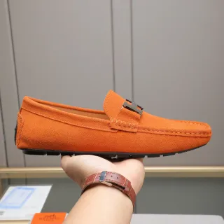 Hermès Oran Loafer Orange Suede H-Buckle Loafer