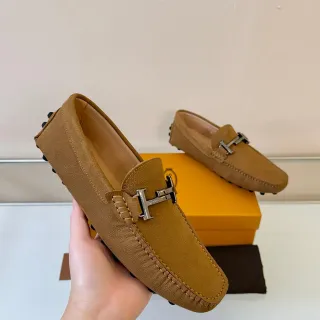 Hermès Oran Loafer Tan Pebbled Leather H-Bar Hardware Loafer