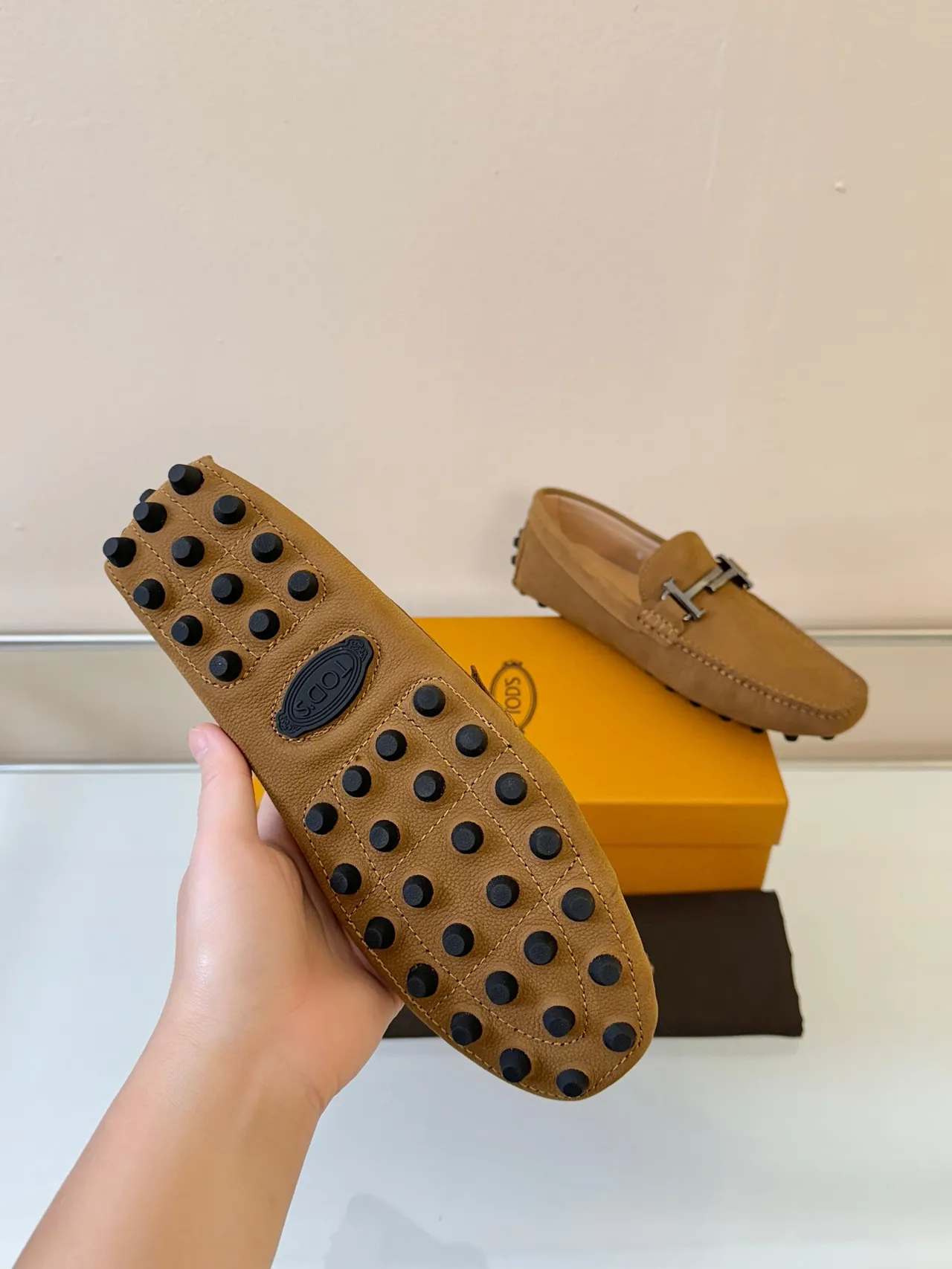 Hermès Oran Loafer Tan Pebbled Leather H-Bar Hardware Loafer 5