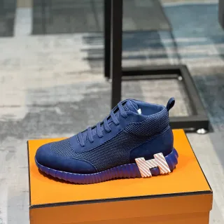 Hermès Oran Sneaker Sneaker Lifestyle em Azul Marinho de Malha e Camurça
