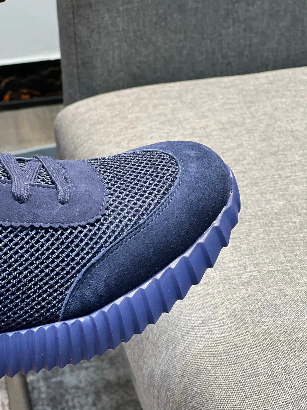 Hermès Oran Sneaker Navy Blue Mesh and Suede Lifestyle Sneaker 4