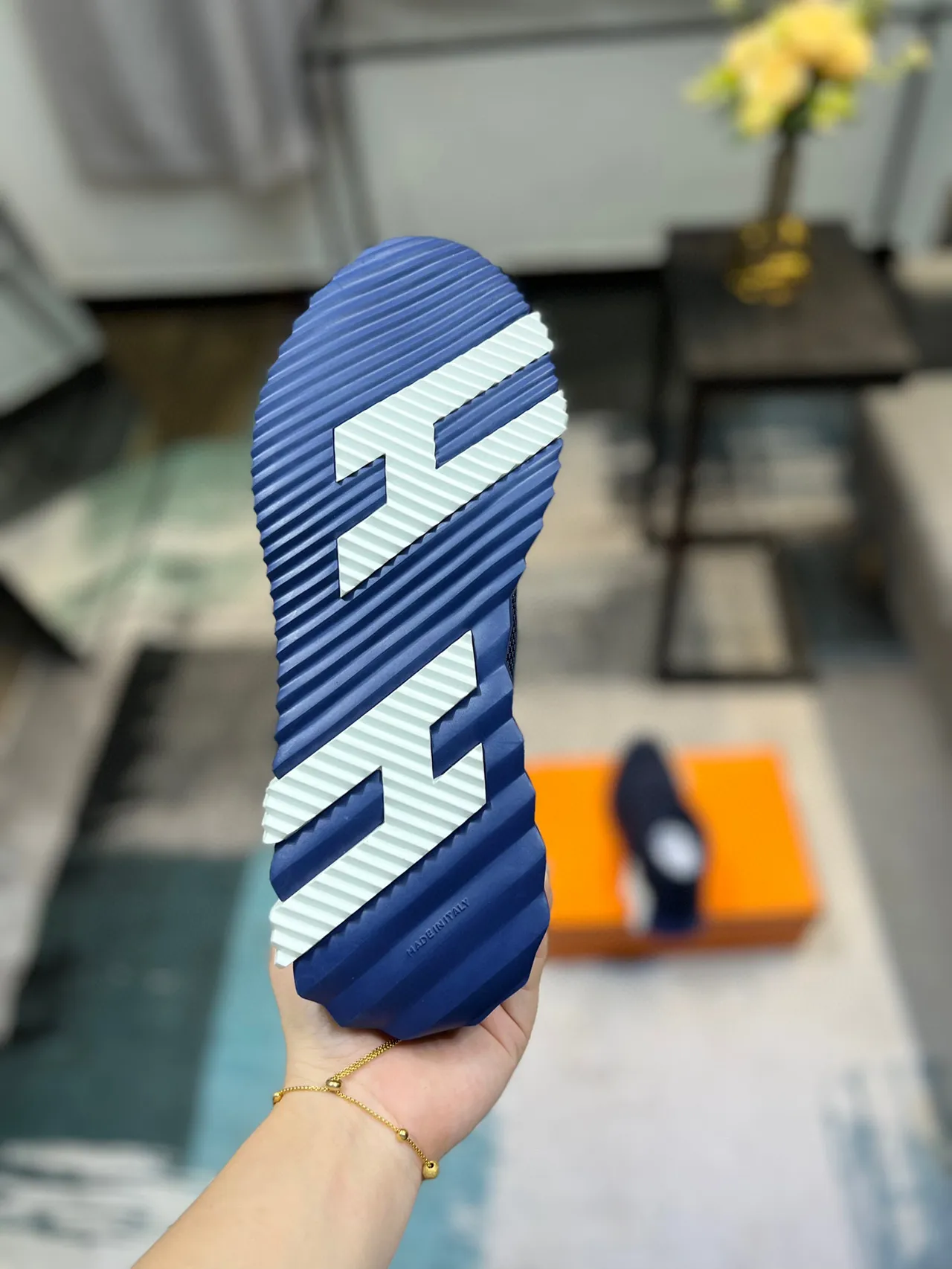 Hermès Oran Sneaker Navy Blue Mesh and Suede Lifestyle Sneaker 9